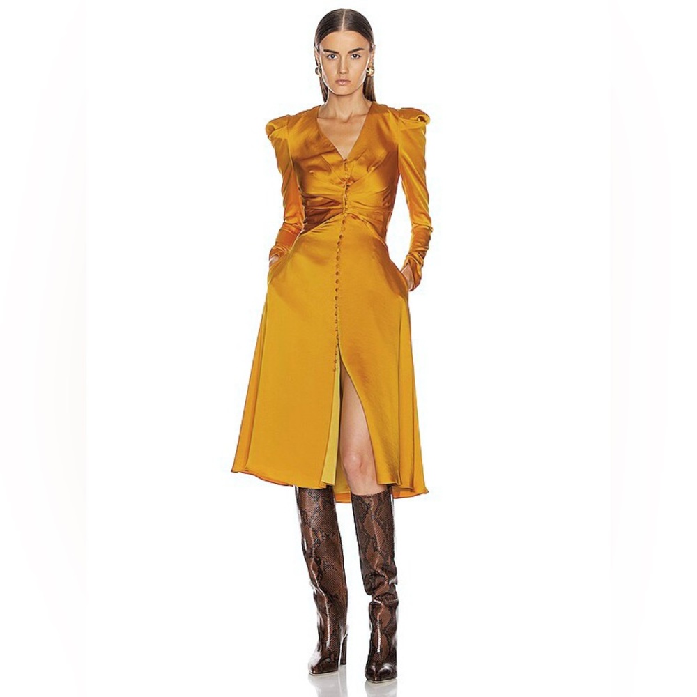 JONATHAN SIMKHAI Ruched Sateen Midi Dress NWT
